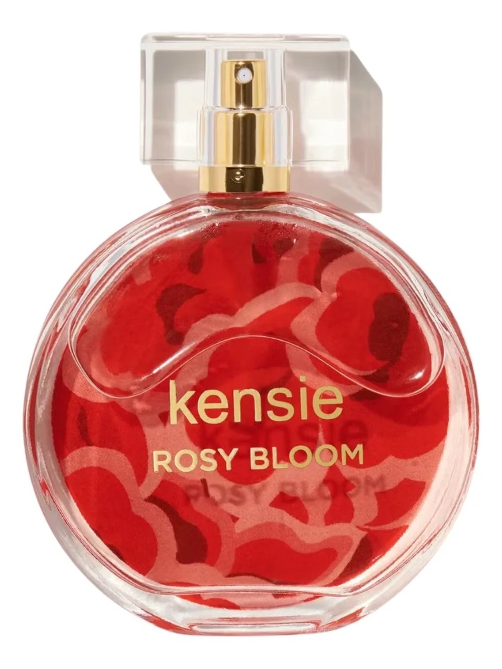 Kensie Red Floral Bottle with Clear Cap